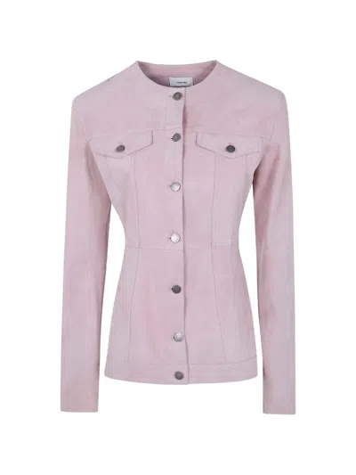 Haikure Chest-pocket Suede Jacket In Pink