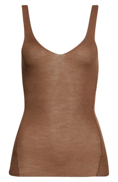 Haikure Cindy Rib Extrafine Merino Wool Tank In Brown