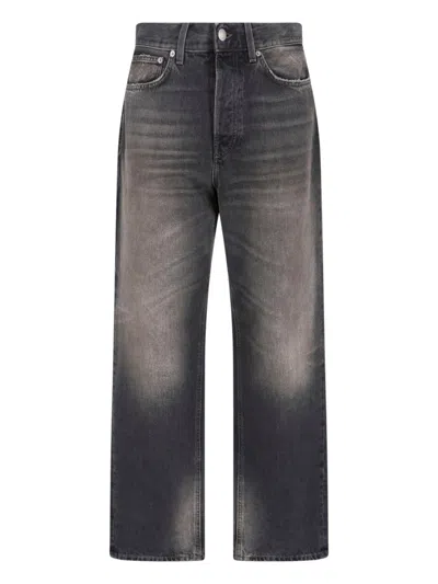 Haikure Classic Straight Leg Jeans With Five Pockets And Leather Logo Patch In Multi