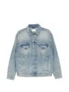 Haikure Clay Broken Celestial Distressed Logo Patch Jacket In Blue