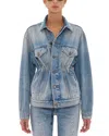 Haikure Clay Broken Celestial Distressed Logo Patch Jacket In Blue