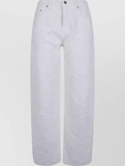 Haikure Clyde Double Fur Denim Wide-leg Jeans In White