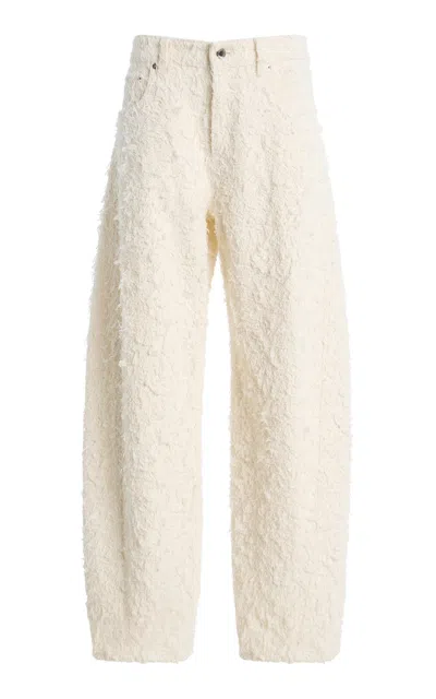 Haikure Clyde Double Frayed Mid-rise Barrel-leg Jeans In White