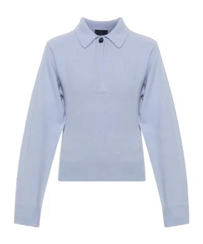 Haikure Collared Long-sleeved Knit Sweater In Blue