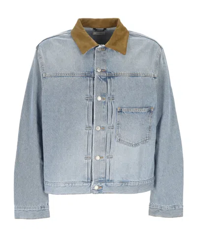 Haikure Corduroy Collar Cotton Jacket In Blue