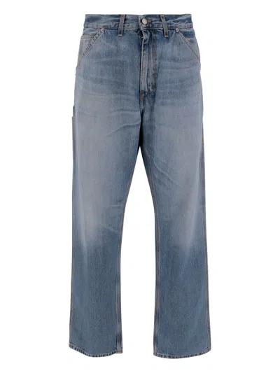 HAIKURE CONTRAST-STITCHING COTTON JEANS
