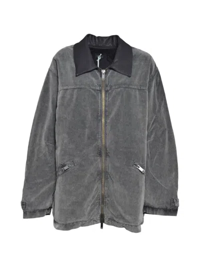 Haikure Contrast-collar Bomber Jacket In Gray