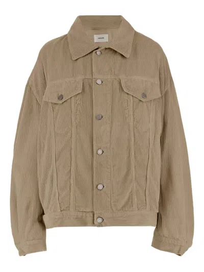 Haikure Corduroy Button-up Jacket In Brown