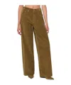 Haikure Wide Moss Green Corduroy Trousers In Brown