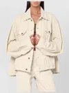 Haikure Corduroy Jacket Oversized Chest Pockets In Neutral