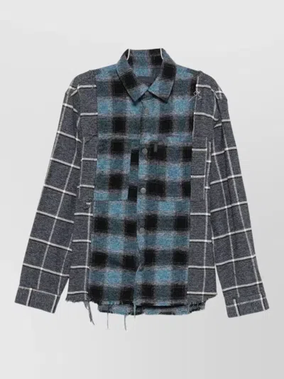 Haikure Cotton Checked Panelled Shirt Jacket In Multi
