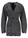 Haikure V-neckline Long Sleeves Denim Texture Visible Seams