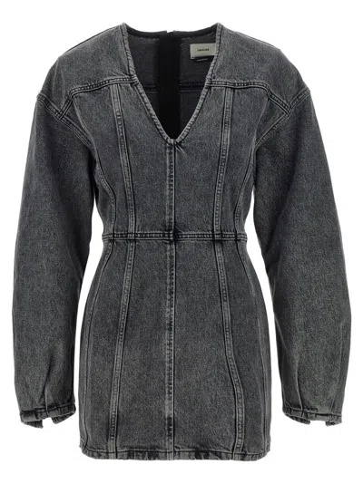 HAIKURE COTTON DENIM MINI DRESS WITH V-NECK