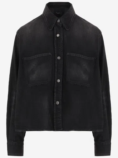 Haikure Cotton Denim Shirt In Black