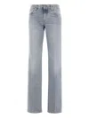 Haikure Trousers With Belt Loops And Contrast Stitching In Blue