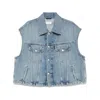 Haikure Boxy Denim Gilet With Pointed Collar