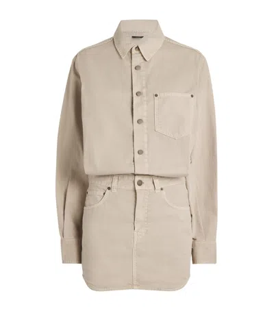 Haikure Cotton-linen Tamu Mini Dress In Beige