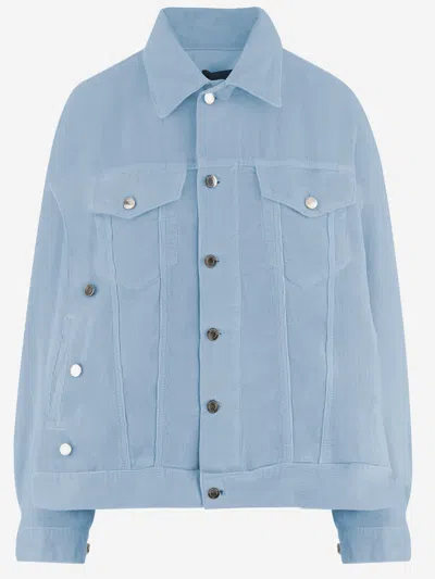 Haikure Cotton Velvet Jacket In Blue