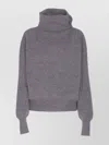 Haikure Cozy High Neck Sweater With Button Detail In Gray