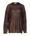 Haikure Crewneck Knitwear Sheer Fabric In Brown