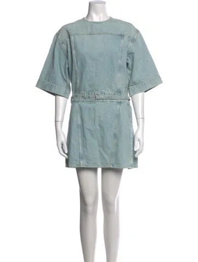 Pre-owned Haikure Crew Neck Mini Dress In Blue