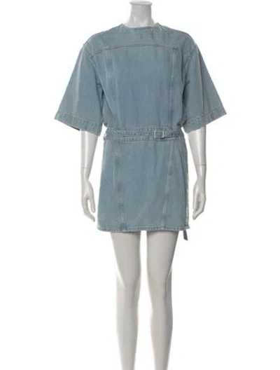Pre-owned Haikure Crew Neck Mini Dress In Blue