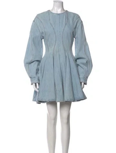 Pre-owned Haikure Crew Neck Mini Dress In Blue