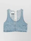 Haikure Cropped Eyelet Sleeveless Top Wide Neckline