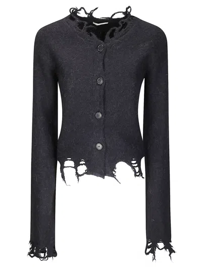 Haikure Cropped Long-sleeve Sweater In Black
