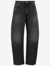 Haikure Wide-leg Denim Trousers With Medium Waist In Black