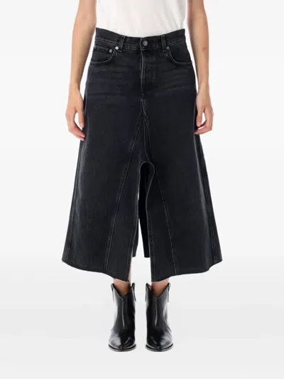 Haikure Denim Asymmetric Midi Skirt