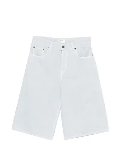 Haikure Denim Bermuda With Pockets And Logo In White