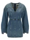 Haikure V-neckline Long Sleeves Panel Detailing Dress In Blue