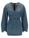 Haikure V-neckline Long Sleeves Panel Detailing Dress In Blue