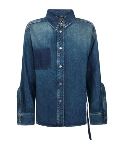 Haikure Denim Jacket With Belt Details In Blue