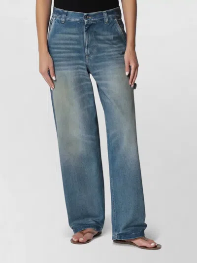 Haikure Wide-leg Blue Washed-effect Jeans In Pattern