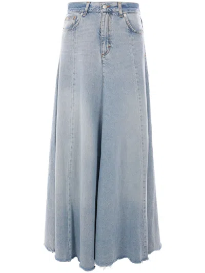 Haikure Denim Maxi Skirt In Blue
