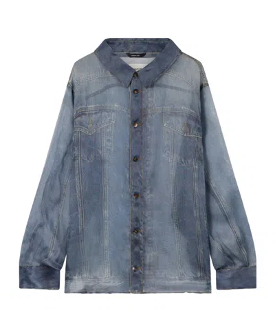 Haikure Maya Printed Silk-organza Shirt In Blue