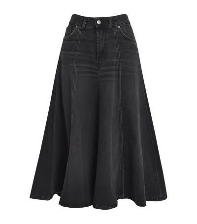 Haikure Denim Serenity Midi Skirt In Mid Black