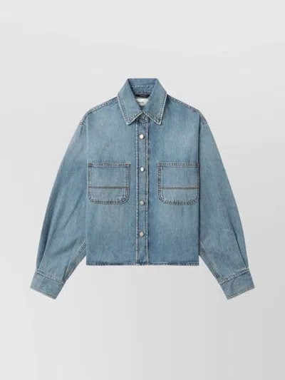 Haikure Denim Shirt With Chest Pockets And Collar In Blue