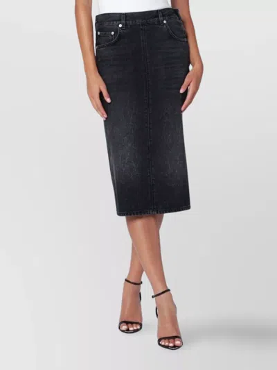 Haikure Denim Skirt With Back Slit And Belt Loops In Black