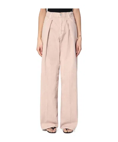 Haikure Denim Trousers With Belt Loops In Pink