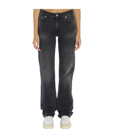 Haikure Denim Trousers With Belt Loops In Black