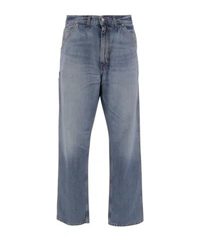 Haikure Denim Trousers With Belt Loops In Blue
