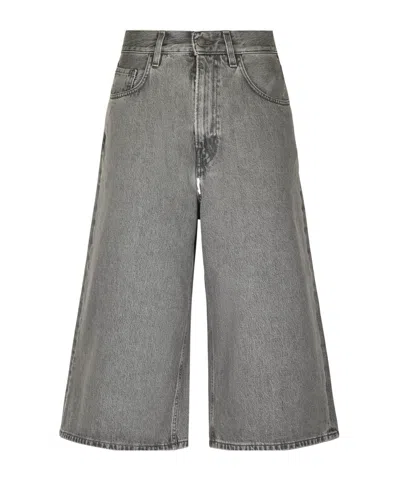 Haikure Denim Trousers With Belt Loops In Gray
