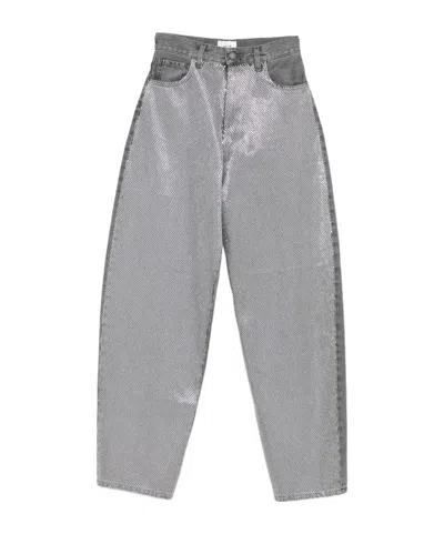 Haikure Denim Trousers With Belt Loops In Gray