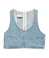 Haikure Cropped Eyelet Sleeveless Top Wide Neckline In Blue