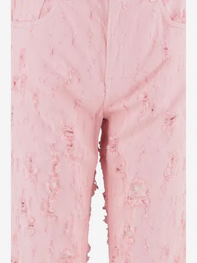 Haikure Destroyed Cotton Jeans In Pink