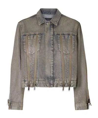 Haikure Medea Ziggy Zip-detailed Denim Jacket In Gray