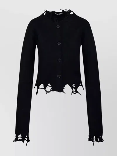 HAIKURE DISTRESSED CARDIGAN WITH FRINGED HEM AND CUFFS